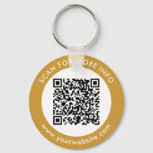 Aangepaste QR-code tekst Modern Goud Wit Zakelijk Sleutelhanger (Voorkant)