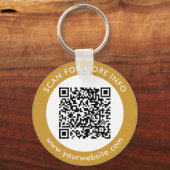 Aangepaste QR-code tekst Modern Goud Wit Zakelijk Sleutelhanger (Voorkant)