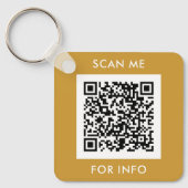 Aangepaste QR-code tekst Modern Goud Wit Zakelijk Sleutelhanger (Voorkant)