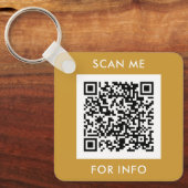 Aangepaste QR-code tekst Modern Goud Wit Zakelijk Sleutelhanger (Voorkant)