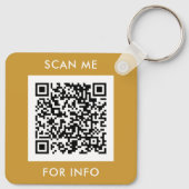 Aangepaste QR-code tekst Modern Goud Wit Zakelijk Sleutelhanger (Achterkant)