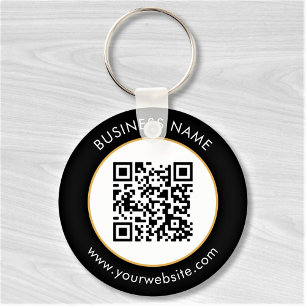 Aangepaste QR-code tekst Modern Goud Wit Zakelijk Sleutelhanger