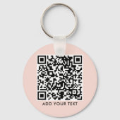 Aangepaste QR-code tekst Modern Roze Roos Zakelijk Sleutelhanger (Voorkant)