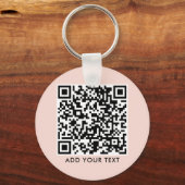 Aangepaste QR-code tekst Modern Roze Roos Zakelijk Sleutelhanger (Voorkant)
