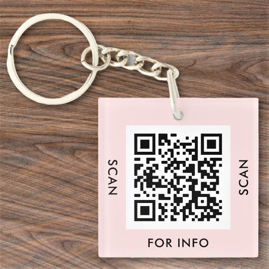 Aangepaste QR-code tekst Modern Roze Roos Zakelijk Sleutelhanger