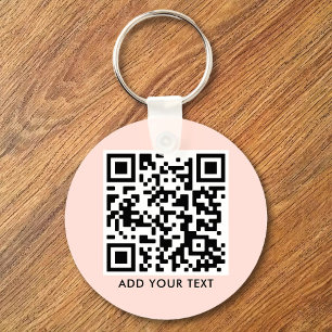 Aangepaste QR-code tekst Modern Roze Roos Zakelijk Sleutelhanger