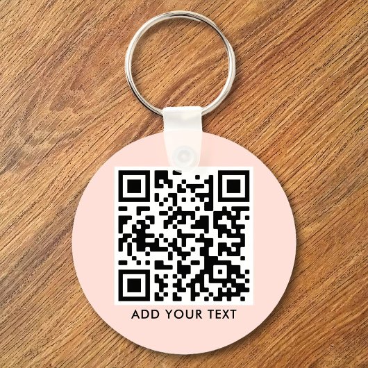Aangepaste QR-code tekst Modern Roze Roos Zakelijk Sleutelhanger