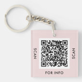 Aangepaste QR-code tekst Modern Roze Roos Zakelijk Sleutelhanger (Voorkant)