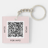 Aangepaste QR-code tekst Modern Roze Roos Zakelijk Sleutelhanger (Achterkant)