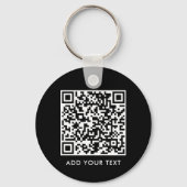 Aangepaste QR-code tekst Modern Zwart Wit Zakelijk Sleutelhanger (Voorkant)