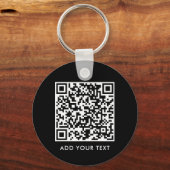Aangepaste QR-code tekst Modern Zwart Wit Zakelijk Sleutelhanger (Voorkant)