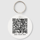 Aangepaste QR-code tekst Modern Zwart Wit Zakelijk Sleutelhanger (Voorkant)