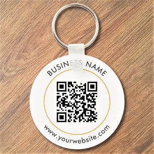 Aangepaste QR-code tekst Modern Zwart Wit Zakelijk Sleutelhanger