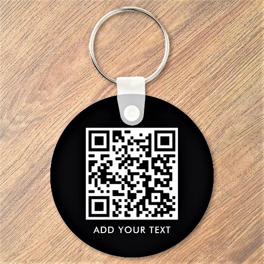 Aangepaste QR-code tekst Modern Zwart Wit Zakelijk Sleutelhanger