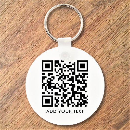 Aangepaste QR-code tekst Modern Zwart Wit Zakelijk Sleutelhanger