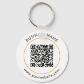 Aangepaste QR-code tekst Modern Zwart Wit Zakelijk Sleutelhanger (Voorkant)