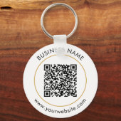 Aangepaste QR-code tekst Modern Zwart Wit Zakelijk Sleutelhanger (Voorkant)