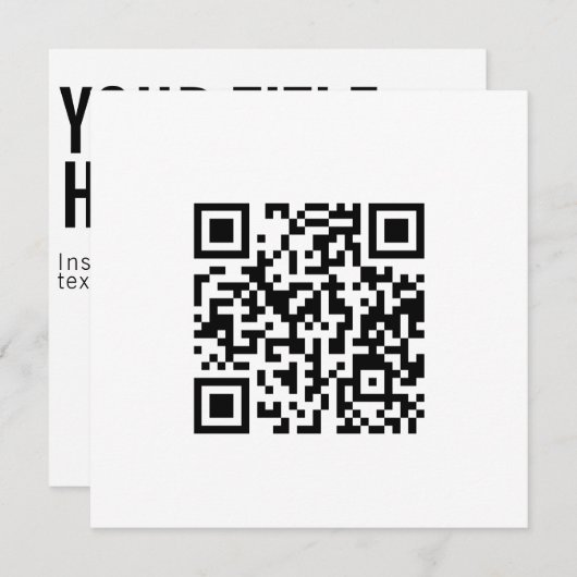 Aangepaste Qr-code tekst moderne vierkant-uitnodig (Voorkant / Achterkant)