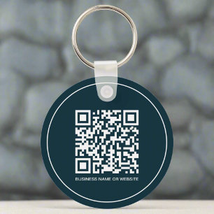 Aangepaste QR Code Tekst Promotie Swag Marine Blau Sleutelhanger