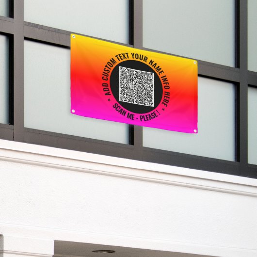 Aangepaste QR-code tekst promotionele banner sjabl (Buitenkant Gebouw)