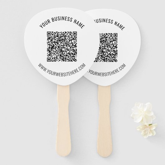 Aangepaste QR-code Tekst Promotionele Hand Fan Sja Handwaaier (Voorkant en achterkant)