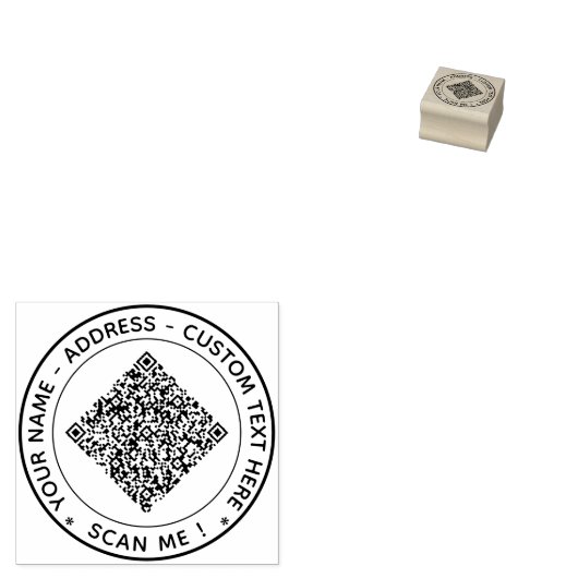 Aangepaste QR Code Tekst Ronde Rubber Stamp Sjablo Rubberstempel (Gestempeld)
