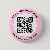 Aangepaste QR Code Tekst Roze Wit Zwart Ronde Button 5,7 Cm (Voorkant)
