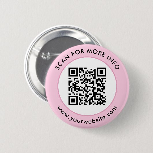 Aangepaste QR Code Tekst Roze Wit Zwart Ronde Button 5,7 Cm (Voorkant /achterkant)