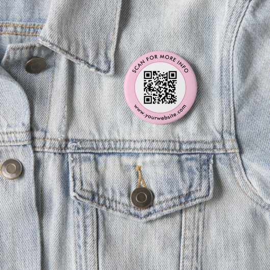 Aangepaste QR Code Tekst Roze Wit Zwart Ronde Button 5,7 Cm (In situ)