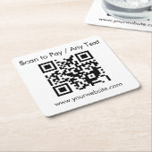 Aangepaste QR-code / tekst wit Kartonnen Onderzetters (Schuin)