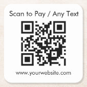 Aangepaste QR-code / tekst wit Kartonnen Onderzetters (Voorkant)