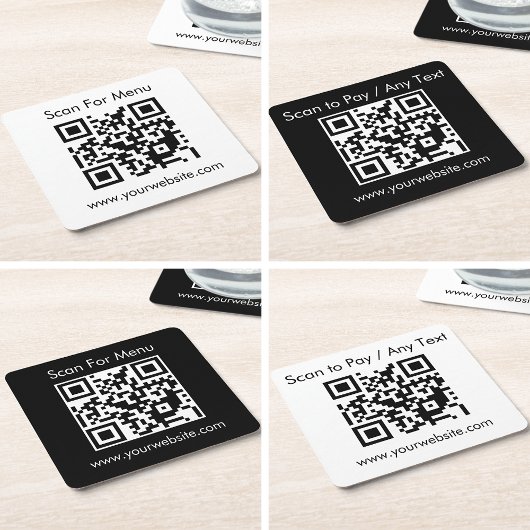 Aangepaste QR-code / tekst wit Kartonnen Onderzetters