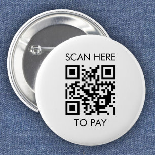 Aangepaste QR-code / tekst wit Ronde Button 5,7 Cm
