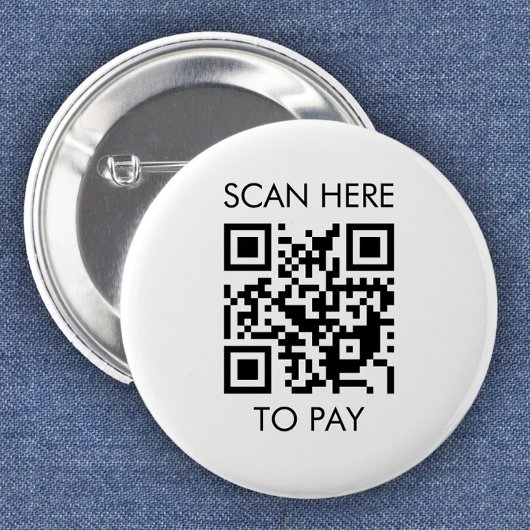 Aangepaste QR-code / tekst wit Ronde Button 5,7 Cm