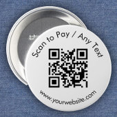 Aangepaste QR-code / tekst wit Ronde Button 5,7 Cm