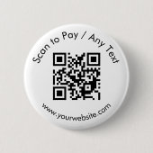 Aangepaste QR-code / tekst wit Ronde Button 5,7 Cm (Voorkant)