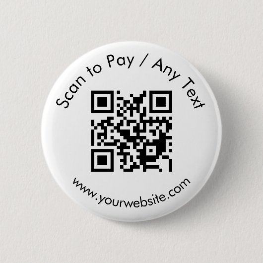 Aangepaste QR-code / tekst wit Ronde Button 5,7 Cm (Voorkant)