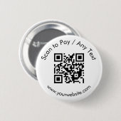 Aangepaste QR-code / tekst wit Ronde Button 5,7 Cm (Voorkant /achterkant)