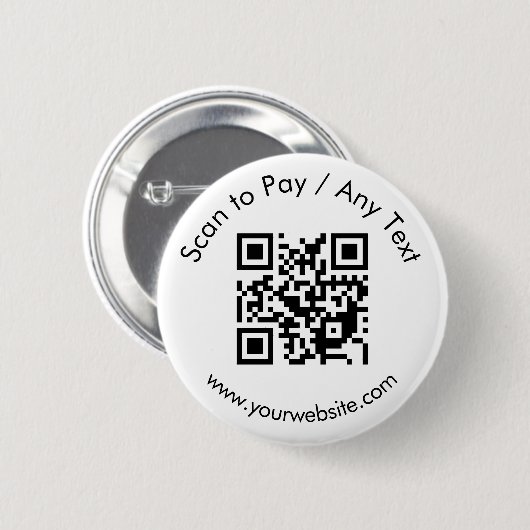 Aangepaste QR-code / tekst wit Ronde Button 5,7 Cm (Voorkant /achterkant)