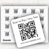 Aangepaste QR-code / tekst Wit vierkant Stickers B