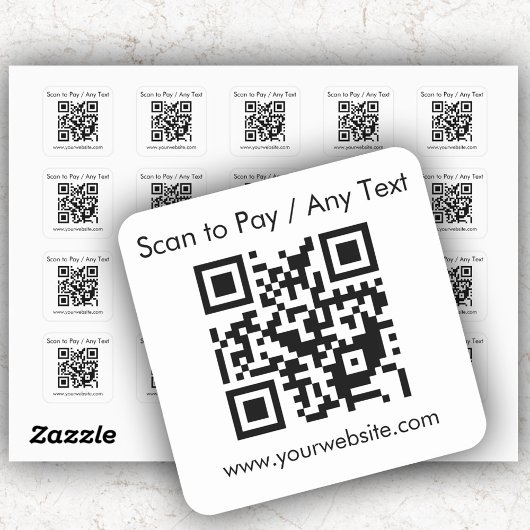 Aangepaste QR-code / tekst Wit vierkant Stickers B