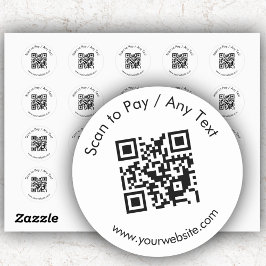 Aangepaste QR-code / tekst Witte ronde Stickers Bl