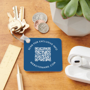 Aangepaste QR-code tekst Zakelijke Uitrusting Blau Sleutelhanger