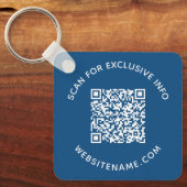 Aangepaste QR-code tekst Zakelijke Uitrusting Blau Sleutelhanger (Voorkant)