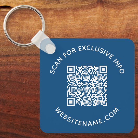 Aangepaste QR-code tekst Zakelijke Uitrusting Blau Sleutelhanger (Voorkant)