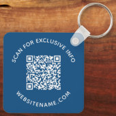 Aangepaste QR-code tekst Zakelijke Uitrusting Blau Sleutelhanger (Achterkant)
