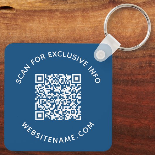 Aangepaste QR-code tekst Zakelijke Uitrusting Blau Sleutelhanger (Achterkant)