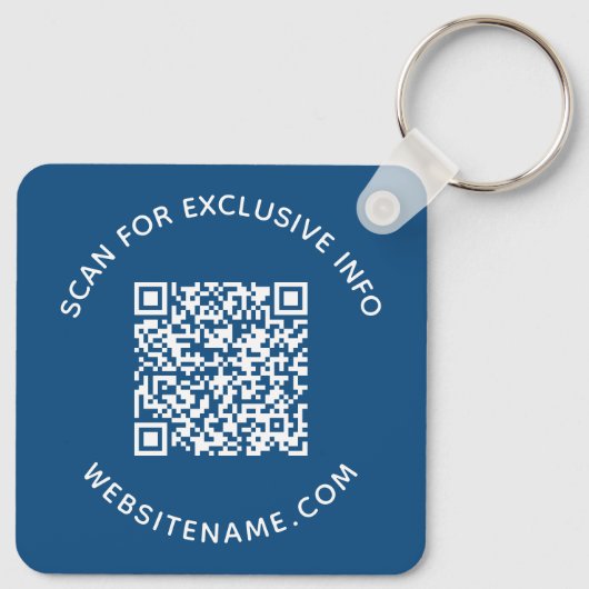 Aangepaste QR-code tekst Zakelijke Uitrusting Blau Sleutelhanger (Achterkant)