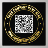 Aangepaste QR Code Tekst Zwart Goud Folie Print Po (Voorkant)