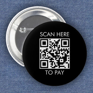 Aangepaste QR-code / tekst zwart Ronde Button 5,7 Cm